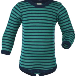 Outlet - Baby Body L/S mit Druckknöpfen geringelt Kinder Alltagsbekleidung|Merinounterwäsche