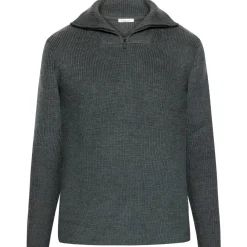KnowledgeCotton Apparel - 1/2 Neck Zip Merino Wool Rib Knit - Merinopullover