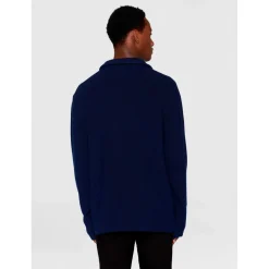 KnowledgeCotton Apparel - 1/2 Neck Zip Merino Wool Rib Knit - Merinopullover
