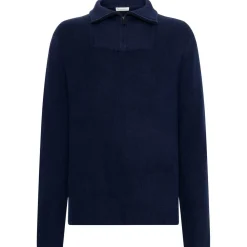 KnowledgeCotton Apparel - 1/2 Neck Zip Merino Wool Rib Knit - Merinopullover