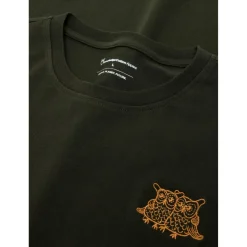 KnowledgeCotton Apparel - S/S Heavy Single Owl Emb. At Chest - T-Shirt