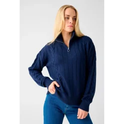 Best - Women's M. 1/2 Zip High Neck Cable - Wollpullover Pullover & Hoodies|Alltagsbekleidung