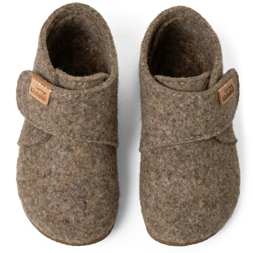 Living Kitzbu00fchel Living Kitzbühel - Kid's Franzi Filz Klettschuh - Hausschuhe^Kinder Hüttenschuhe