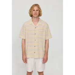 - Striped Linen-Mix Resort Shirt - Hemd>Mazine Sale