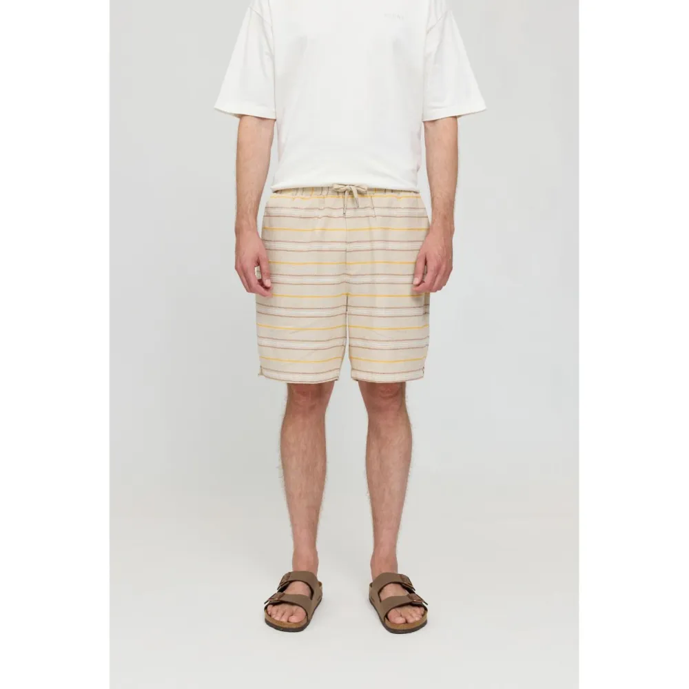 - Striped Linen-Mix Shorts - Shorts>Mazine Sale