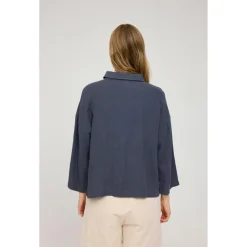Mazine - Women's 3/4 Sleeve Linen Shirt - Bluse