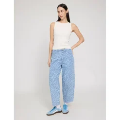Outlet - Women's Printed Barrel Leg Denim Pants - Jeans Alltagsbekleidung|Hosen