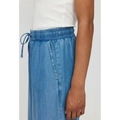 Mazine - Women's Wide Leg Denim Pants with Belt - Freizeithose