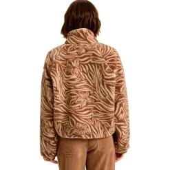 - Women's Blurry Cloud Print - Fleecejacke><noscript><img width=