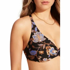 Seafolly - Women's Silkroad Wrap Front F Cup Bra - Bikini-Top